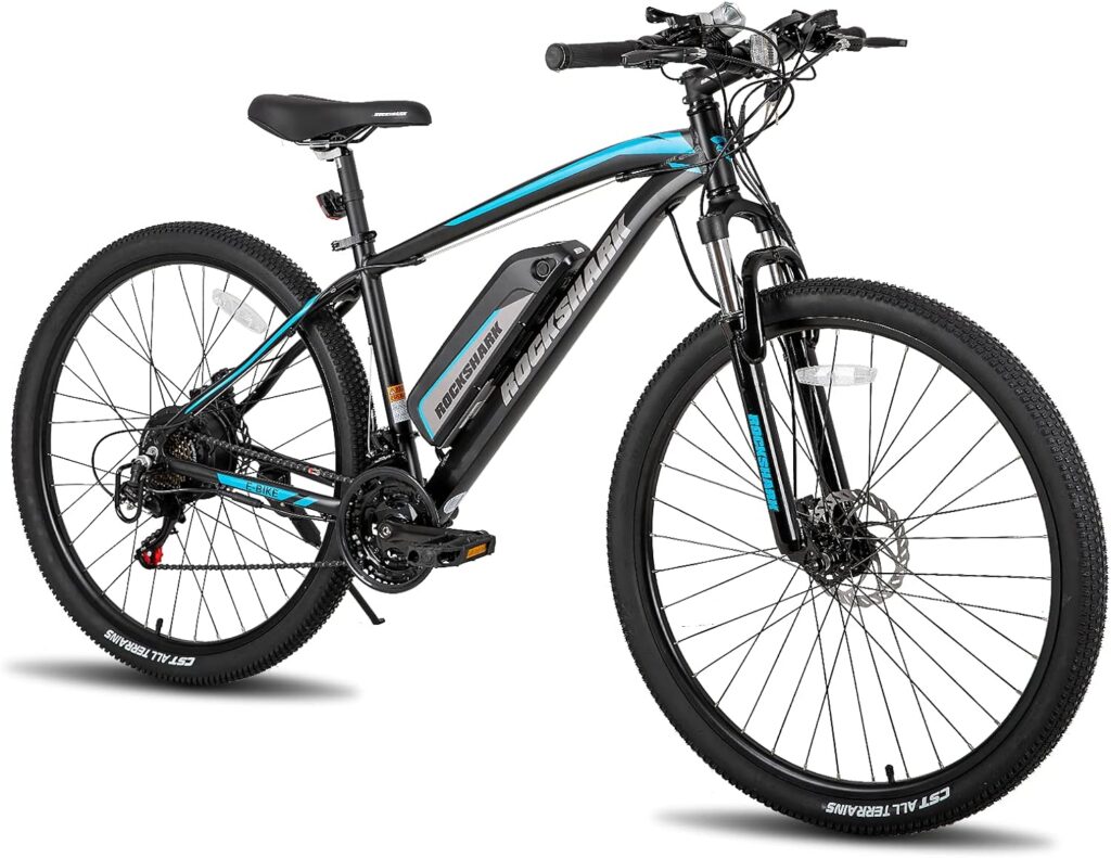 HILAND Rockshark Electric Bike Electric Mountain Bike Aluminum 26/27.5 inch 350W 20MPH Adults E-Bike Shimano 21 Speed Disc Brake Suspension Fork with 36V 10.4Ah Removable Battery